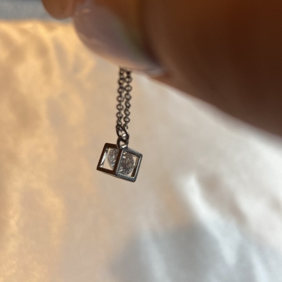 Diamond in a box silver necklace - Picture 3 of 5